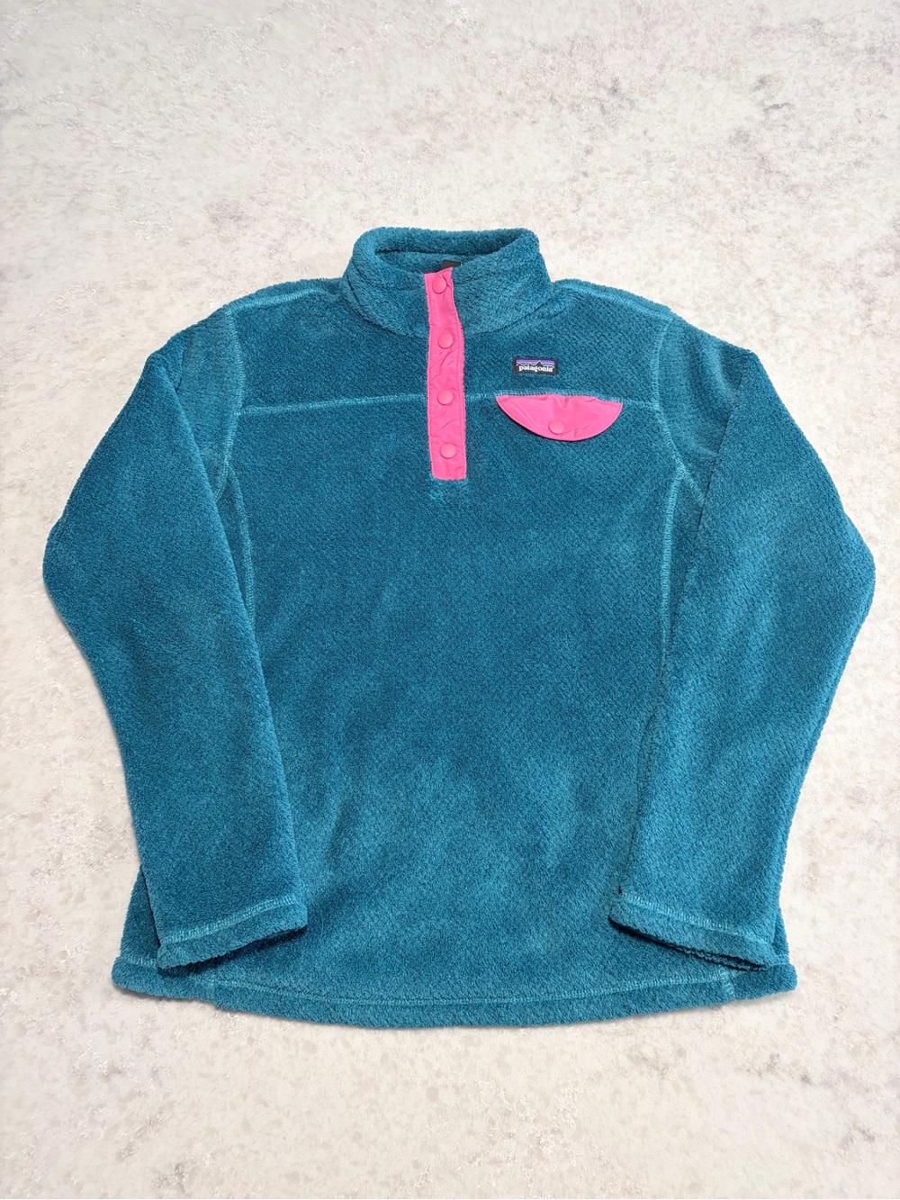Patagonia Girls' Re-Tool Snap-T Pullover Fleece - Teal Blue / Size XL (14)